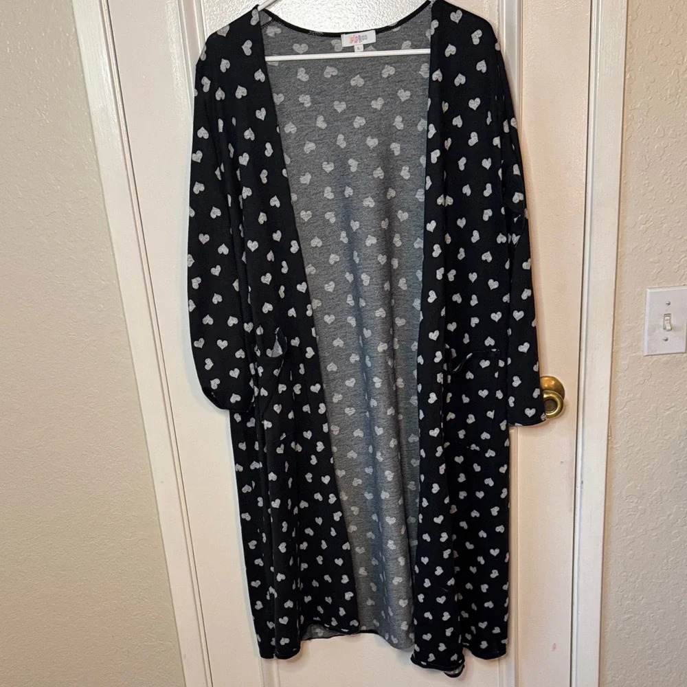LuLaRoe Black and White Heart Sarah Cardigan